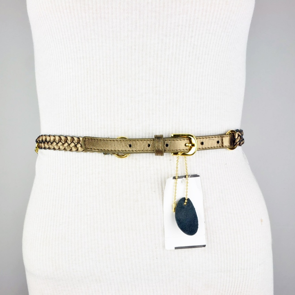 Trina Turk Brown Bronze Chain Braided Double Belt